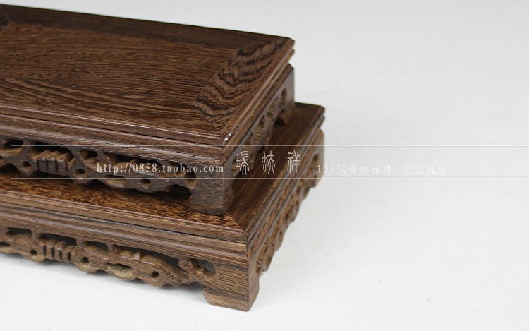 Carve patterns or designs on woodwork rectangle wenge jade stone Buddha base mahogany antique vase base