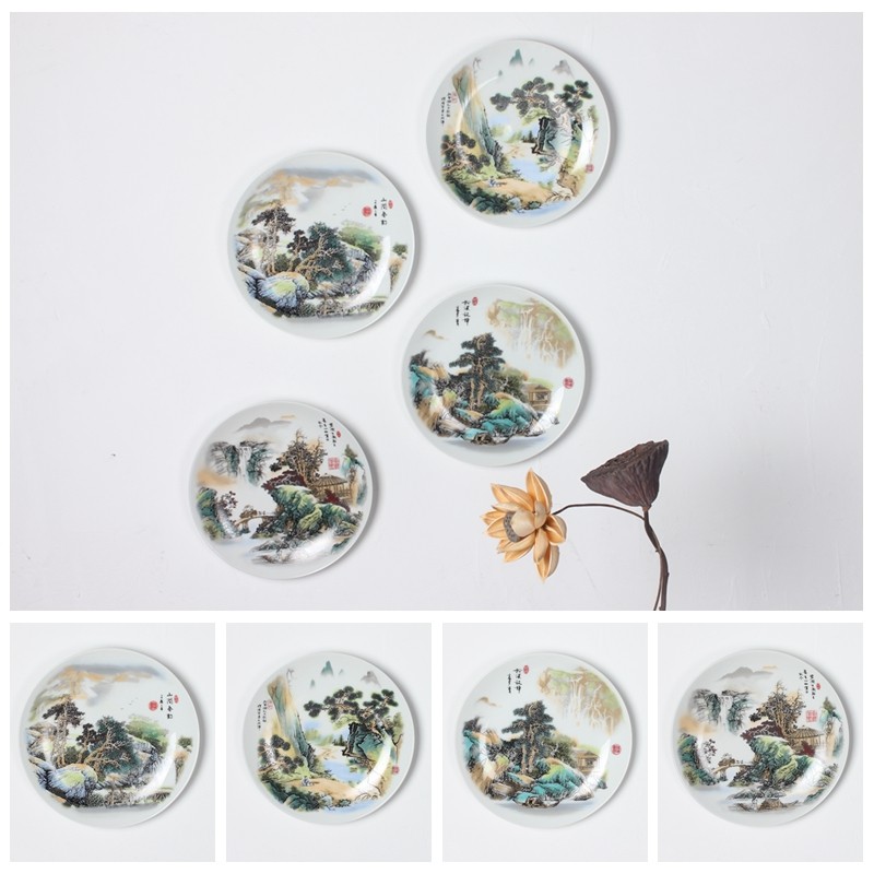 Jingdezhen decorative hanging dish wall act the role of ceramic wall act the role ofing sitting room background wall combination pendant decorative landscape is hanged on the wall