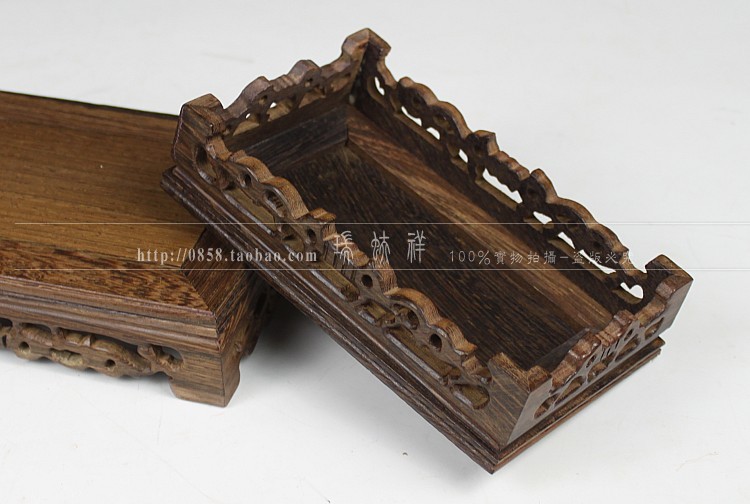 Carve patterns or designs on woodwork rectangle wenge jade stone Buddha base mahogany antique vase base