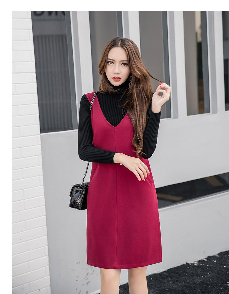 连衣裙春秋款2017新款韩版时尚修身背带裙女中长款高腰百搭背心裙