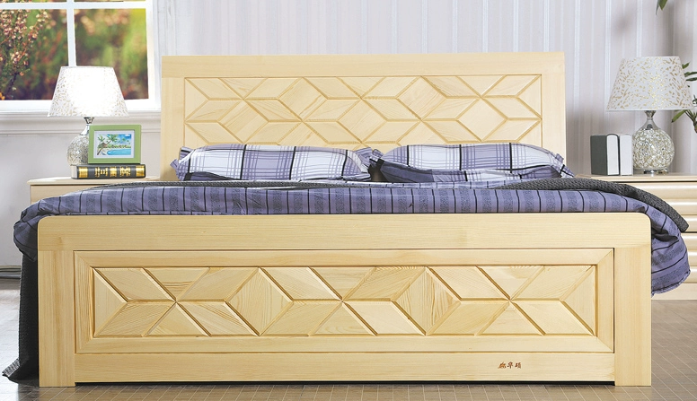 Giường gỗ thông giường 1,5 m giường đơn giường có màn trang trí giường gỗ cứng 1,8 giường đôi giường hộp cao giường sân vườn đồ nội thất đặc biệt - Giường