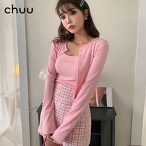 chuu Korean Barbies joint suit knitted harness short-in-shirt barbie pink blouse clothes woman