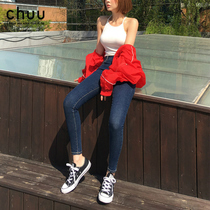 South Korea chuu-5kg autumn small man high waist slim lifting hip slim stretch tight small feet jeans women