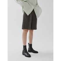 Randompiece Autumn Wool Blend Bouquet Textured Slim Medium-high Waist Casual Suit Shorts