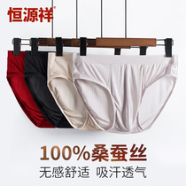 Hengyuanxiang silk underwear mens triangle summer sexy spring breathable thin fabric pants mulberry silk shorts
