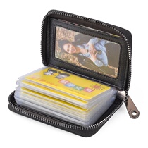 Leather mens card bag portable credit card set drivers license card holder female multi card large capacity card small card package