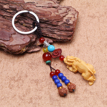 Emperor Jiuzi car key buckle pendant yellow poplar wood leopard Plinth Bag Hanging Ornament Lovers and Men