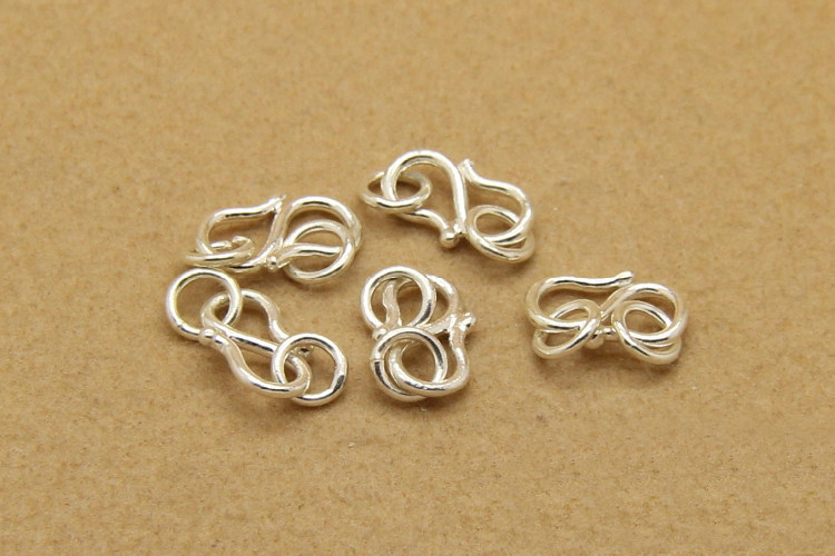 琪灵轩 s925纯银双环s扣 项链扣 手链纯银搭扣 diy饰品银饰配件