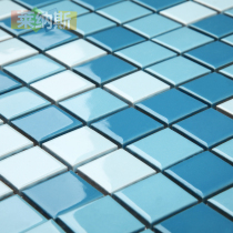 Mosaic tile puzzle background wall Blue bright ceramic wall brick restaurant kitchen porch