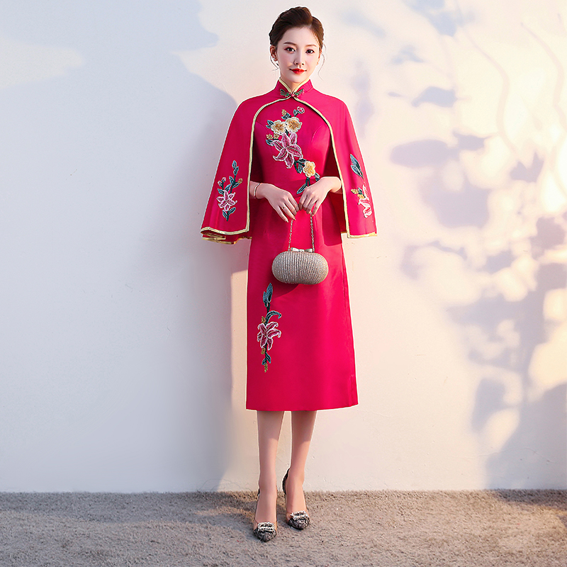 Cheongsam 2022 new catwalk high-end performance clothing female embroidery large size Chinese style chorus performance clothing elegant