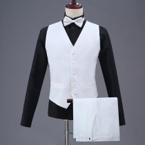 Mens suit chorus performance vest suit white suit horse clip thin vest suit suit suit big chorus suit