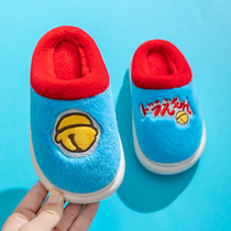 Childrens cotton slippers boys and girls autumn and winter home indoor non-slip soft-bottomed cartoon baby warm children fluffy drag