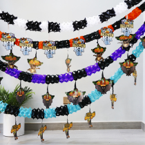 Halloween decoration props pull flowers haunted house bar scene layout supplies pull flag horror pumpkin witch pendant