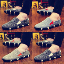 Spring mens canvas casual Korean version wild summer pedal lazy Doudou tide shoes Old Beijing cloth shoes mens shoes