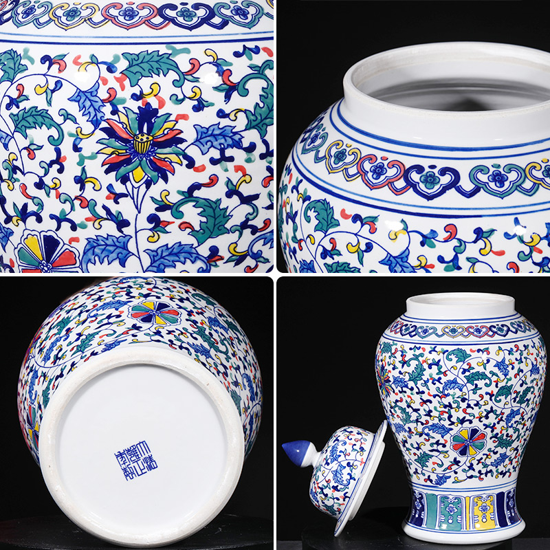 Jingdezhen ceramics craft ideas the general pot of blue and white porcelain vase furnishing articles of new Chinese style decoration large living room