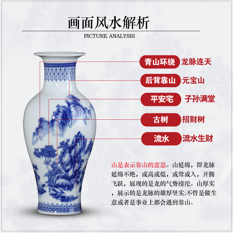 Jingdezhen ceramics of antique Chinese blue and white porcelain vase flower arranging home sitting room TV ark, wine decorative furnishing articles