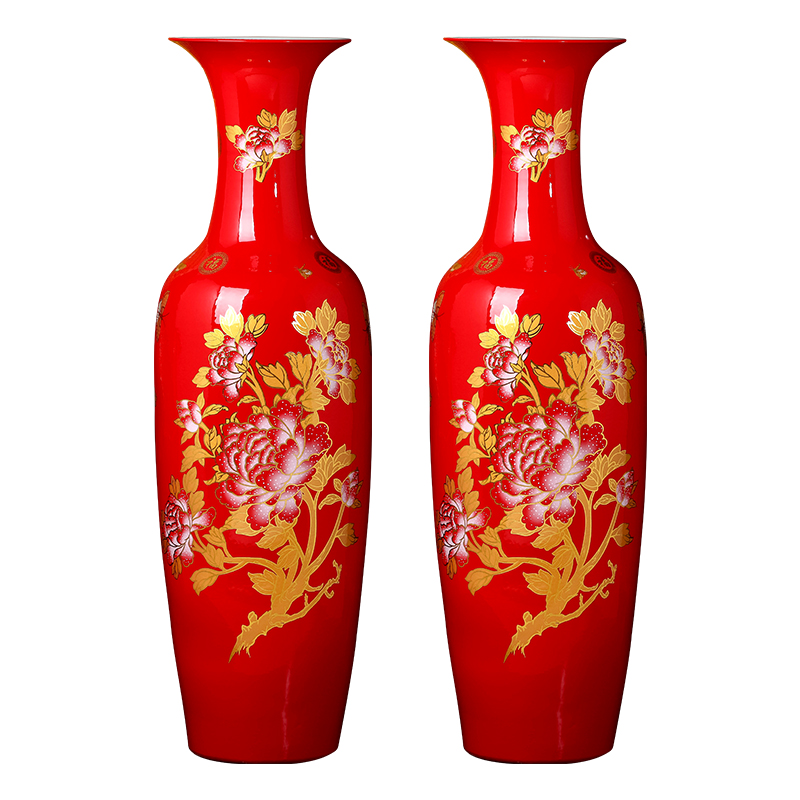 Jingdezhen ceramics China red Chinese style household decorates sitting room of large vase high TV ark hotel furnishing articles