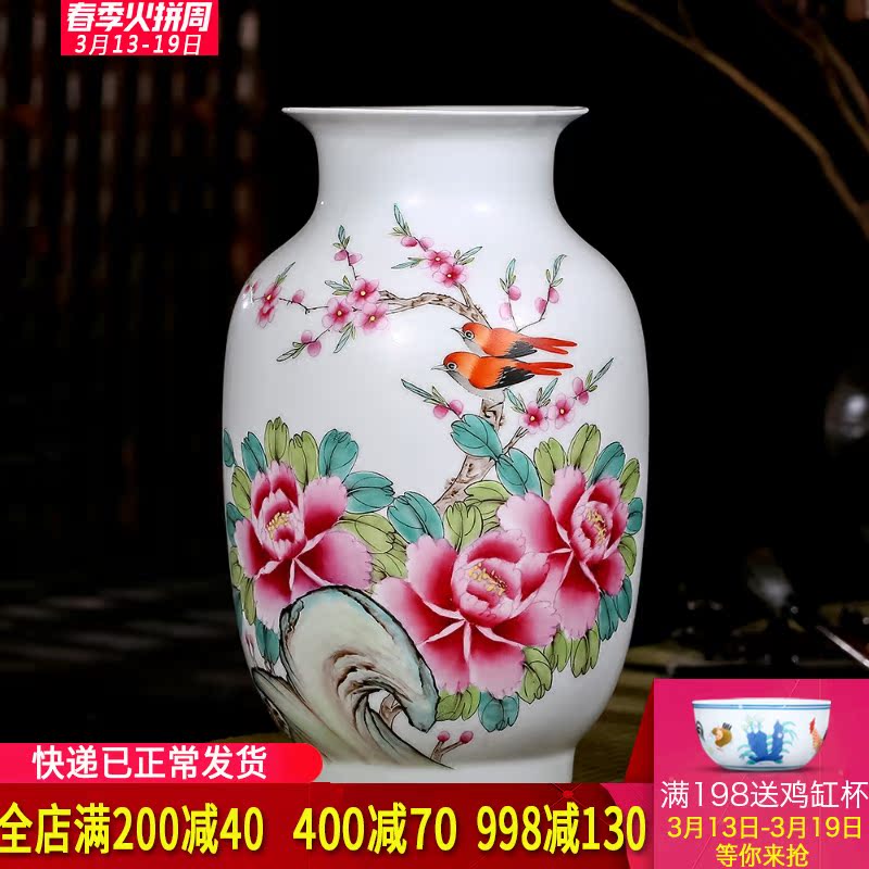 Jingdezhen ceramics celebrity Xia Guoan hand - made peony vases, modern Chinese style living room decoration as furnishing articles