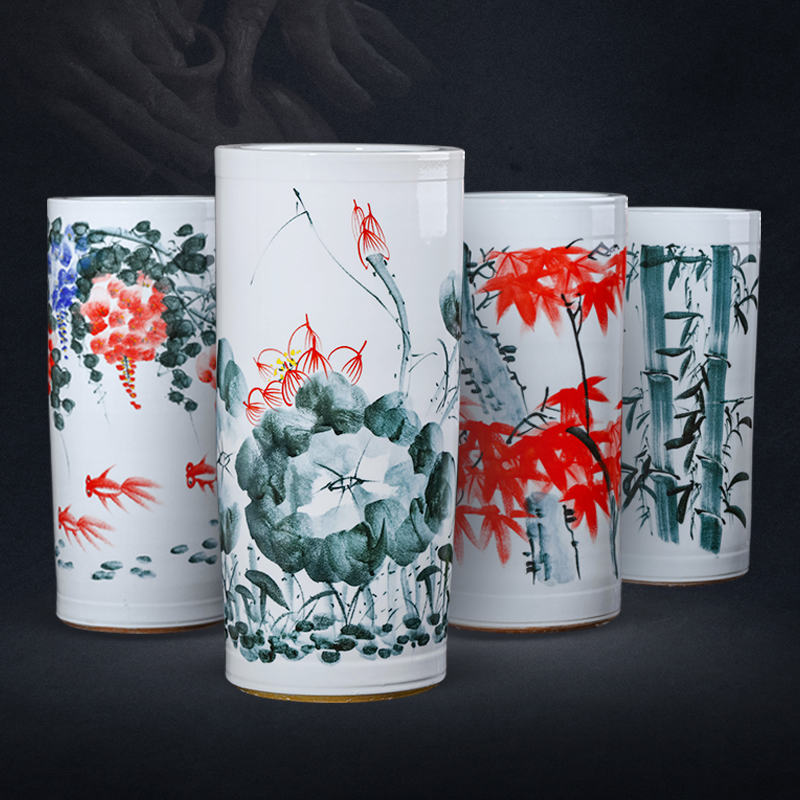 Jingdezhen ceramic hand - made painting and calligraphy cylinder scroll study calligraphy and painting identifiers cylinder decorative vase furnishing articles large living room