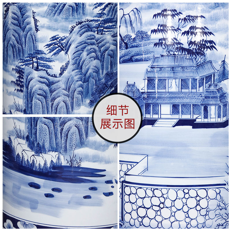 Jingdezhen ceramics hand - made antique landscape of large blue and white porcelain vase decoration to the hotel lobby lounge furnishing articles