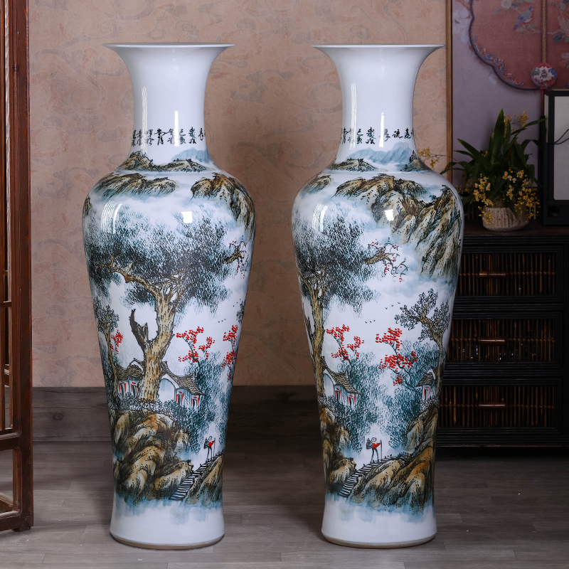Jingdezhen ceramics hand - made landscape of large vases, sitting room adornment furnishing articles oversized TV ark