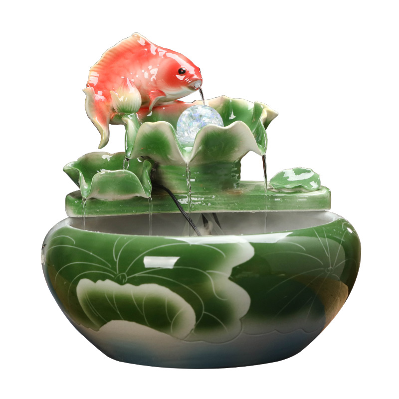 Jingdezhen ceramics water fountain atomization humidifier furnishing articles office feng shui plutus goldfish bowl the tortoise cylinder