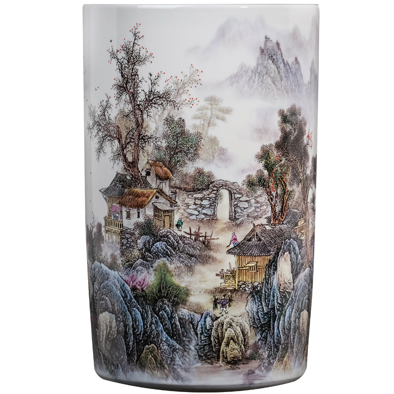 Jingdezhen ceramics painting and calligraphy tube calligraphy and painting scroll cylinder receive study of the sitting room decorate a large vase landing place