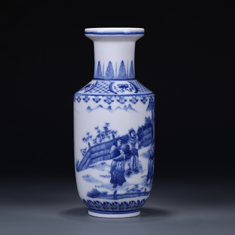 Antique vase of blue and white porcelain of jingdezhen ceramics flower rich ancient frame of new Chinese style is classic the sitting room porch furnishing articles