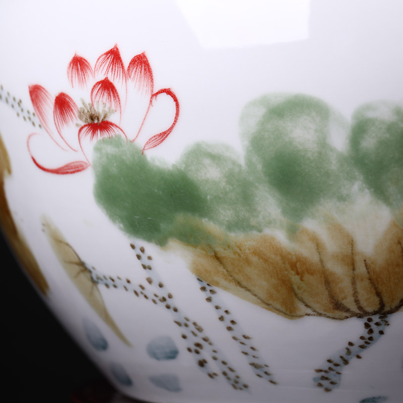 Jingdezhen ceramic goldfish bowl hand - made variable shallow porcelain cylinder tortoise lotus lotus basin furnishing articles extra large