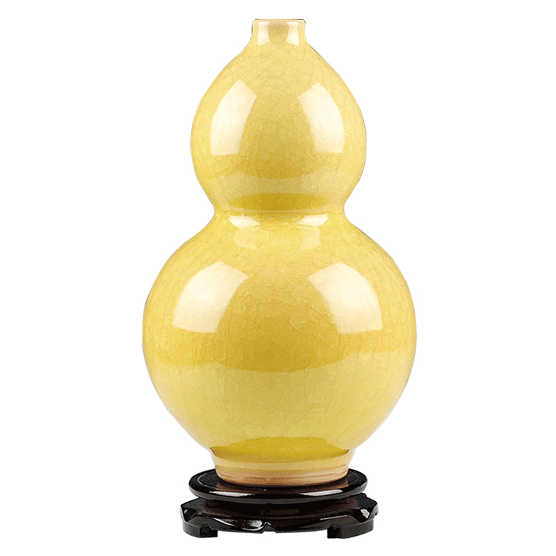 Archaize borneol jingdezhen ceramics up crack glaze yellow bottle gourd vases, sitting room home decoration furnishing articles