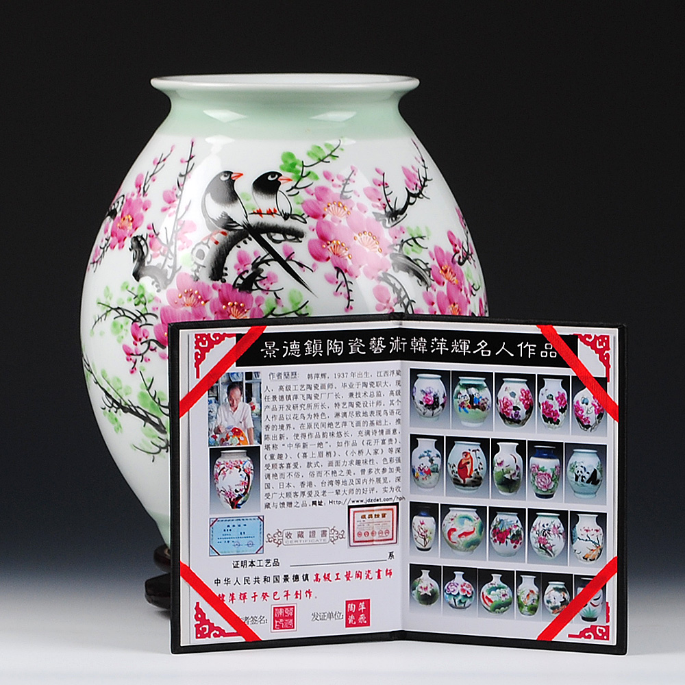 Jingdezhen ceramics celebrity virtuosi master hand - made beaming vase furnishing articles flower arrangement sitting room adornment