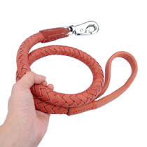 Large dog chain Leather leash Pet traction rope Head layer scalper leather dog rope 8 strands woven dog chain