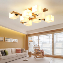 Nordic wood LED Living room Lamp log Atmospheric bedroom lamp Day style tatami Book room chandelie solid wood minimalist lamp