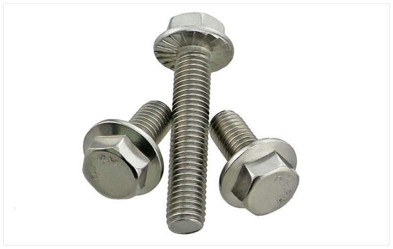 m5-m8-m12〗304不锈钢外六角法兰面螺栓带垫花齿纹防滑螺丝钉