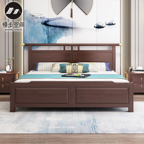 New Chinese style solid wood bed 1 8-meter double bed Modern simple light luxury red sandalwood carved small apartment bedroom furniture