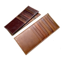 Korean version ultra-thin long style genuine leather card bag large capacity 18 clamping double face headlayer Niu leather cutting sleeve Mens Spring Festival Special