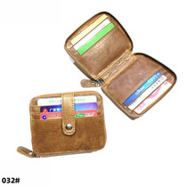 Retro Oil Wax Peel Pull Chain Thickened Wallet Genuine Leather Multi-Position Buckle Type Short card clip 1111 Ex