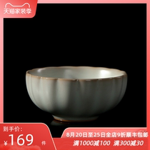 Taiwan Guanjie Ru Kiln Kung Fu tea set Tea cup Ceramic personalized tea cup Handmade open piece Ru Porcelain Chrysanthemum Cup