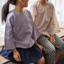 Spot Chinese childrens big-sleeved shirt double-layer hanging in the Republic of China Chinese clothing cheongsam Tang suit 2021 autumn