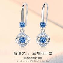 99 Pure Silver as the official flagship store four-leaf straw earrings New 2022 small crowd design earrings and earrings