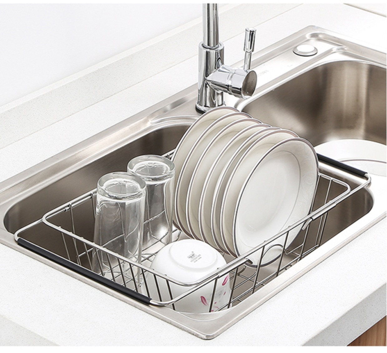 厨房可伸缩水槽沥水架晾放碗架家用水槽置物架洗碗池沥水架沥水篮