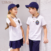 Unika Academy style Primary School uniforms summer childrens short-sleeved T-shirt class uniforms