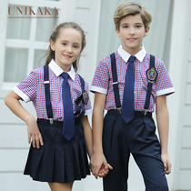 Kindergarten yuan fu British summer costumes children school graduation photo suit primary and middle school students in short-sleeved class uniform