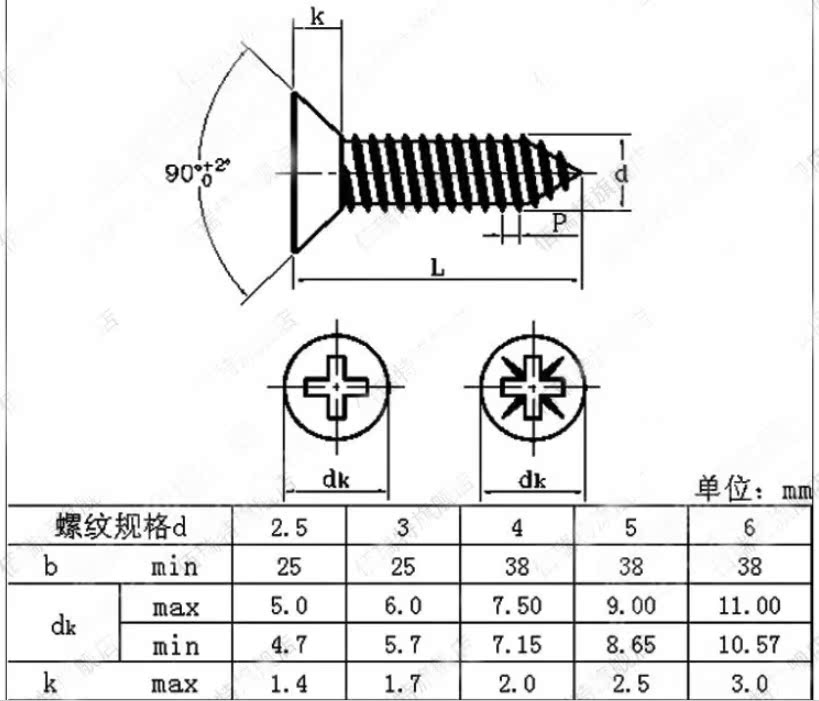 正宗304不锈钢沉头自攻螺丝钉 平头自攻螺钉m3.5m4*8
