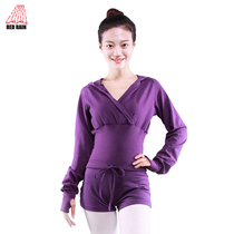 Red rain dance suit Womens long-sleeved top square dance clothing practice suit Yoga suit Aerobics top autumn and winter