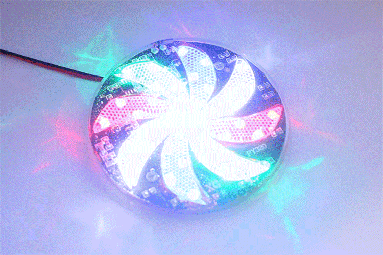 踏板摩托车鬼火125改装配件led爆闪七彩风叶风扇跑马灯12v装饰灯