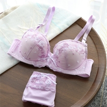 Cute girl underwear set womens thin breasts gather big breasts sweet lace bra students have steel ring autumn and winter