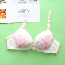 Spring and summer thin cute student bra Japanese small flower sweet underwear girl Deep V lace milk cover 75B75C