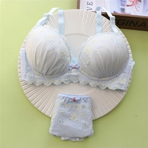 No steel rim underwear thin cute girl Japanese lace sweet bra set gather sexy bra autumn and winter