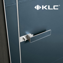 KLC Italian minimalist door lock can be inlaid with rock pull leather leather magnetic mute embedded glass aluminum frame lock